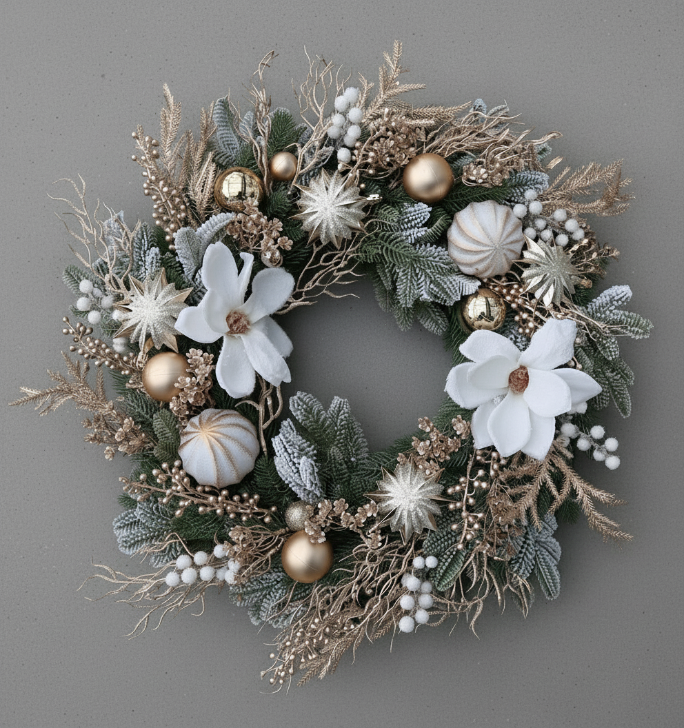 Champagne Winter Blossom Wreath [55 cm]