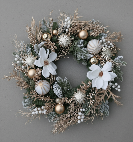 Champagne Winter Blossom Wreath [55 cm]