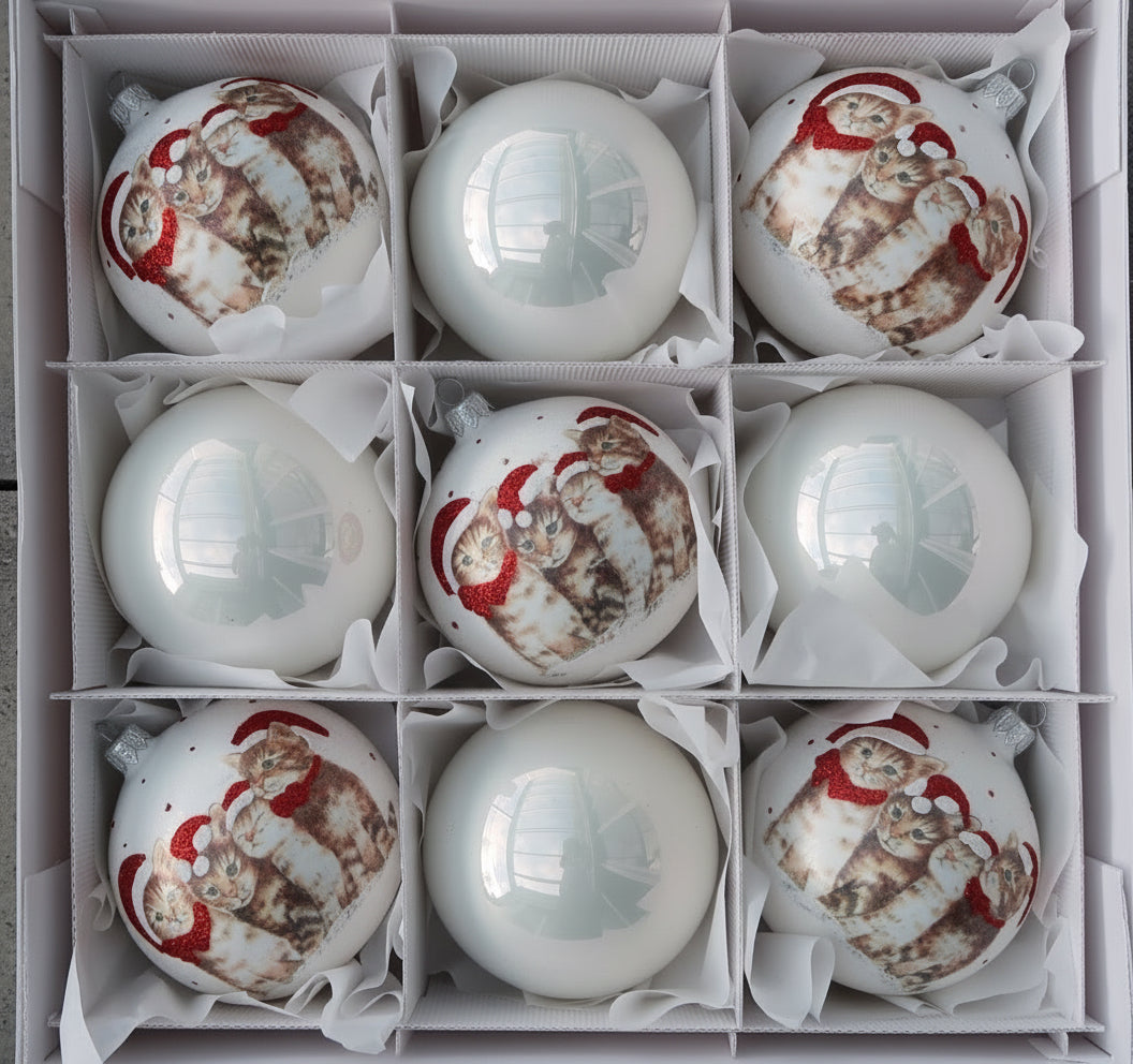 Christmas bauble - Set with Christmas Cat Choir [9 pcs. x 10 cm]