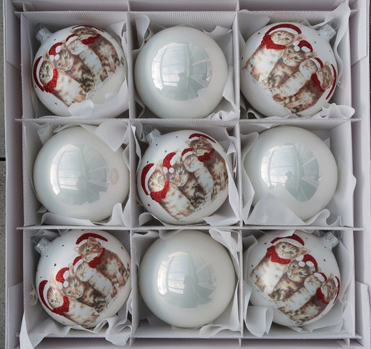 Christmas bauble - Set with Christmas Cat Choir [9 pcs. x 10 cm]