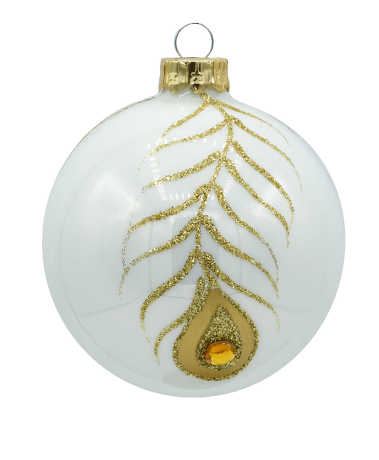 Christmas bauble - Golden Feather Elegance Set [6 pcs. x 8 cm]