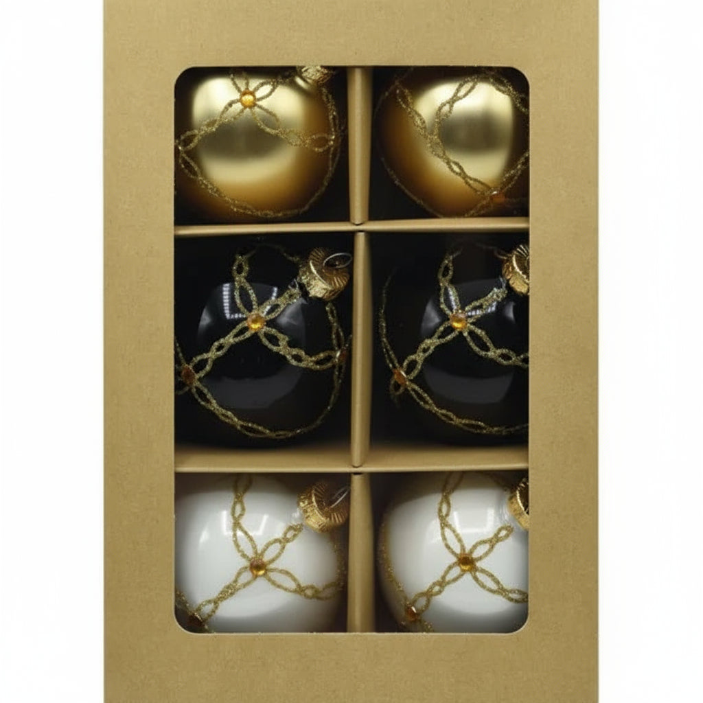 Christmas bauble - Golden Chain Elegance Set [6 pcs. x 8 cm]