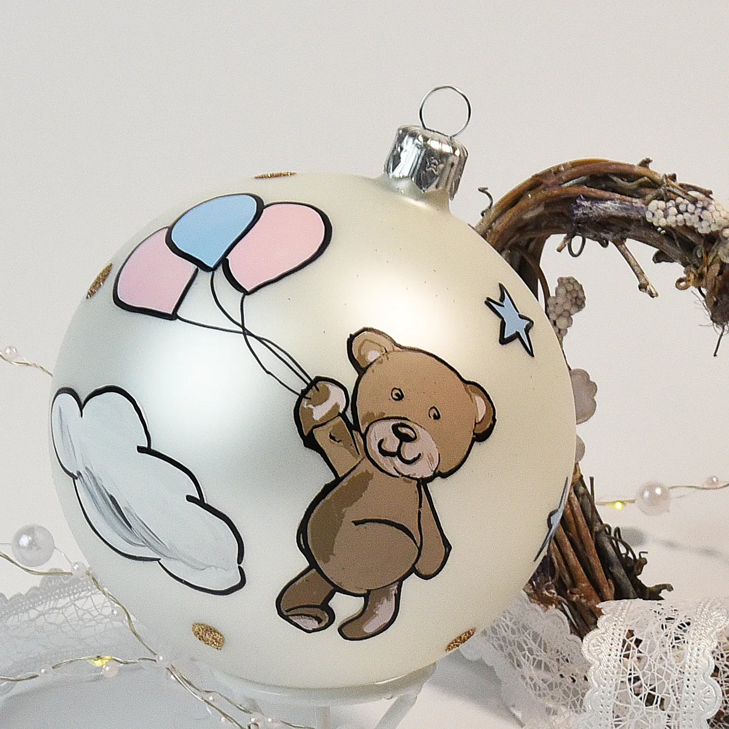 Christmas bauble - Teddy Bear & Balloons [1 pcs. x 10 cm]