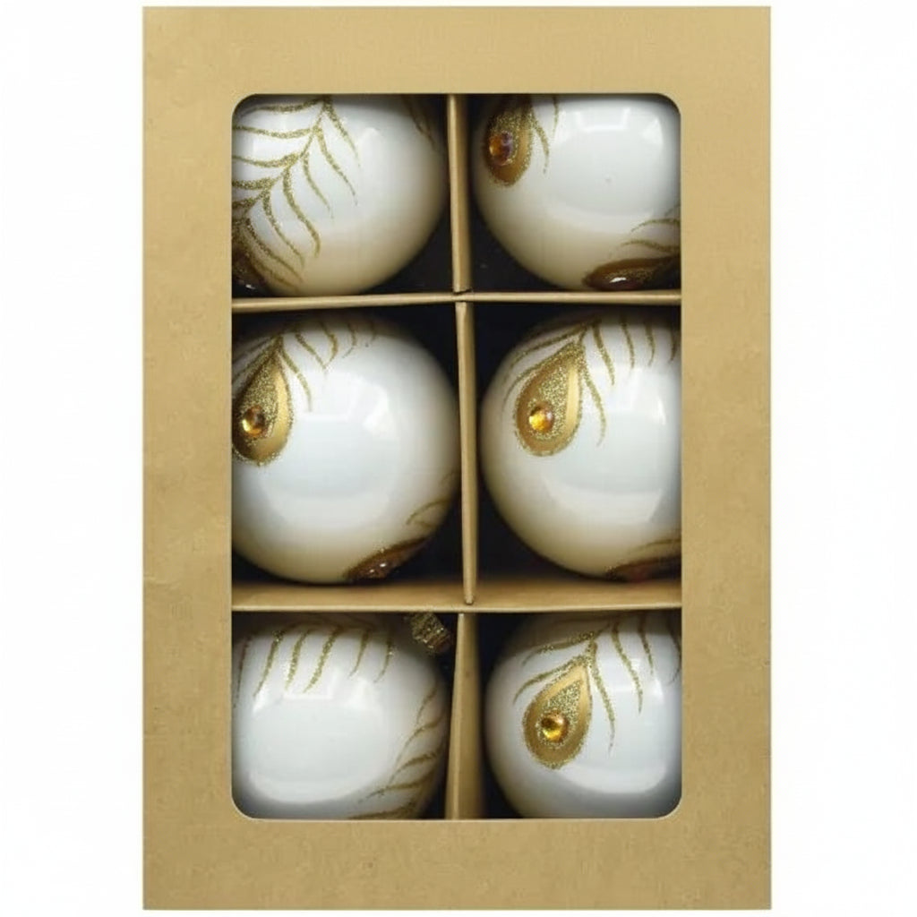 Christmas bauble - Golden Feather Elegance Set [6 pcs. x 8 cm]