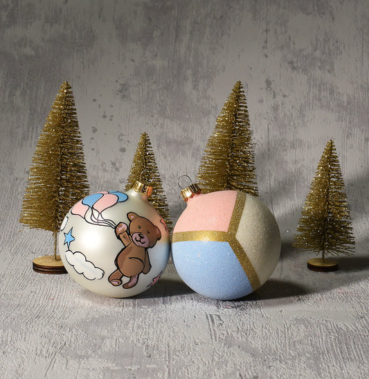 Christmas bauble - Set with Teddy Bear [3 pcs. x 8 cm]